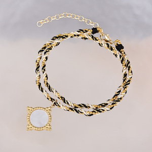 Simple blanco y negro cuerda trenzada joyería hecha a mano collar bohemio blanco <span class=keywords><strong>Shell</strong></span> 2 capas pulsera venta al por mayor Drop-<span class=keywords><strong>Shipping</strong></span> - Product Image 2