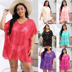 2024 de talla <span class=keywords><strong>grande</strong></span> verano nuevo encaje <span class=keywords><strong>grande</strong></span> suelto hueco playa traje de baño vacaciones vestido <span class=keywords><strong>Pareo</strong></span> para mujeres - Product Image 2
