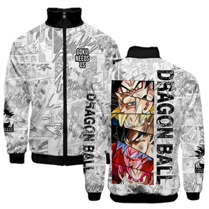 Ball Dragon Son Goku 3d Stand Collar Cartoon Boy Long Sleeve Zipper Jacket Sweatshirts custom hoodie manufacturer hoodies men