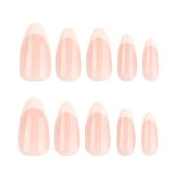 Ongles à presser personnalisés en amande moyenne, marque privée OEM/ODM, rose nude, blanc, French manucure brillante, classiques et simples, faux ongles artificiels