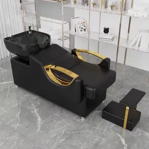 HQSLP Shampoo Chairs Set Hair Salon Furniture Shampoo Station Sink And Chair Shampoo Bowl And Chair