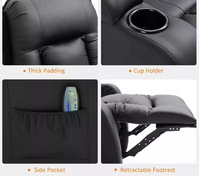 Recliner Modern Accent Mit USB Charge Leder Heimkino Mit Memory Foam Drehstuhl Wohnzimmer Stühle