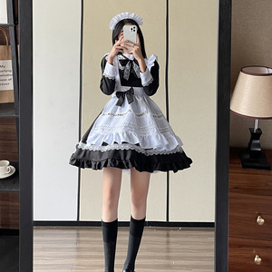 British Style Long Sleeve Maid Dress Cosplay Costume Lolita Soft Girl Women Adult Performance Wear - Product Image 2