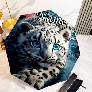 1 Parapluie Pliant Personnalisé Léopard des Neiges Sans MOQ, Cadeau Animalier Personnalisé, Impression UV, Commande Unique, Ombrello Personnalisato - Product Image 1
