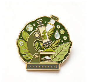 Green Microscope Enamel <b>Pin</b> Metal Craft <b>Badge</b> Lab Science Botanical Leaf Emblem for Gift and Collection - Product Image 3