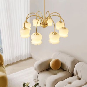 <span class=keywords><strong>Lampadario</strong></span> <span class=keywords><strong>a</strong></span> <span class=keywords><strong>sospensione</strong></span> in stile country con <span class=keywords><strong>paralume</strong></span> in vetro <span class=keywords><strong>a</strong></span> forma di tulipano e struttura in metallo dorato <span class=keywords><strong>per</strong></span> sala da pranzo di appartamento - Product Image 5