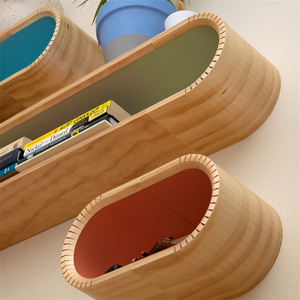 Colorful Oval <strong>Mid</strong> <strong>Century</strong> Modern Floating Shelves Accent Decorative Office Organizer Wall Mounted <strong>Bookshelf</strong> - Product Image 3