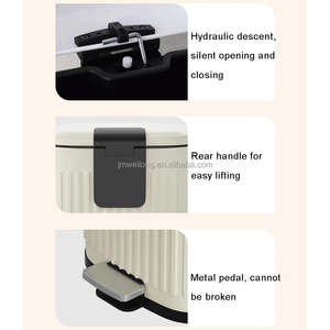 سلة تتحرك بدواسة سعة 6 لتر مربعة الشكل مع غطاء داخلي يغلق بسلاسة سلة قمامة سلة قمامة مرحاض مطبخ سلة قمامة بتصميم تراثي - Product Image 2