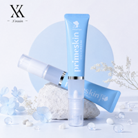 Factory Wholesale Custom 50ml Visible Plastic Airless Pump Tube Light Blue Silver Coated Middle Empty Oval Packaging for Lotion