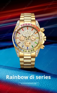 <span class=keywords><strong>Montre</strong></span> mécanique arc-en-ciel lumineuse Luigulen pour hommes avec bracelet en acier inoxydable et fenêtre à cadran en verre - Product Image 2