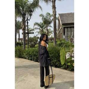 Ensemble haut et jupe longue en coton BLACK WILMA, coupe ample, tailles XS-5XL, style club, longueur au-dessus du genou, commande minimum 3 pièces - Product Image 1