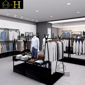 Thời Trang Kim Loại Cửa Hàng Quần Áo Trang Trí, Phong Cách Mới Hàng May Mặc Bán Lẻ Cửa Hàng Thiết Kế Hiển Thị Nội Thất Cửa Hàng Thiết Kế - Product Image 1