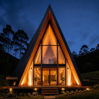 Cabane préfabriquée en structure acier en forme de A, maison de vacances mobile étanche, mini-maison triangulaire