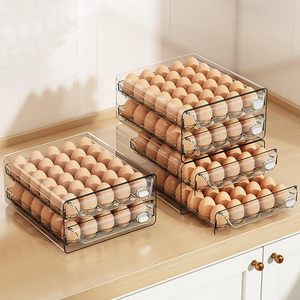 Pet miễn phí 2 lớp khay trứng tươi Stackable trứng lưu trữ <span class=keywords><strong>container</strong></span> 60 lưới trứng <span class=keywords><strong>container</strong></span> cho tủ lạnh tủ lạnh - Product Image 3