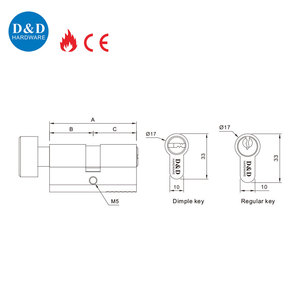 Rắn Brass 70 mét Euro Single Side thumbturn xi lanh phòng ngủ cửa xi lanh khóa với EN1303 - Product Image 6
