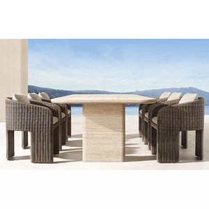<span class=keywords><strong>Hideaway</strong></span> travertin table à manger moderne de luxe ensemble de salle à manger avec 8 chaises - Product Image 5