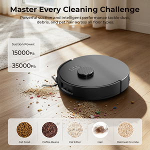 Robot aspirateur et serpillière 35000Pa à forte aspiration avec navigation LDS, cartographie SLAM, optimisation automatique pour tapis et anti-emmêlement pour poils d'animaux - Product Image 4