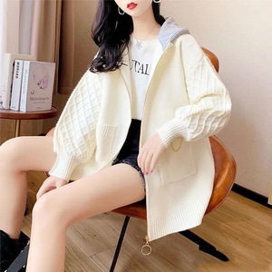 2023 Outono Venda Quente Mais Barato Mulheres Manga Longa Cores Contrastantes Sólidas Com Capuz Mulheres <span class=keywords><strong>Cardigan</strong></span> - Product Image 3