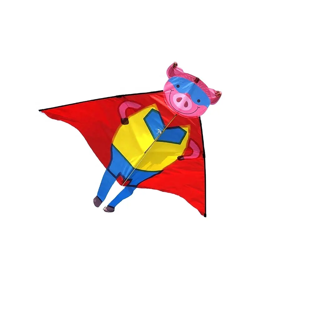 Chinese weifang easy flying cartoon pig Kite for Children with Handle Line Outdoor Sports from weifang kite factory