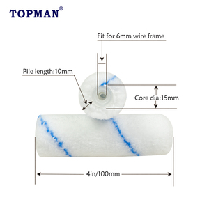 Rodillos de Pintura de Microfibra de Alta Calidad Topman de 4 Pulgadas, el Mejor Material Sin Pelusas con Blanco con Raya Azul, <span class=keywords><strong>Rodillo</strong></span> de Pintura - Product Image 3