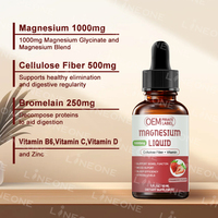 Liquide de glycinate de magnésium, gouttes de liquide de magnésium à haute absorption bromélaïne, vitamine B6, C, D, zinc, supplément de magnésium