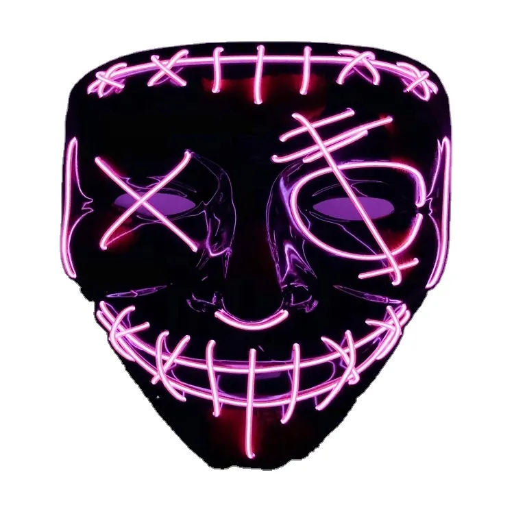 Halloween LED Light Up Neon Mask Glowing Luminous El Wire Mask LED Rave Party Purge mask for Event