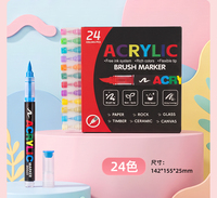 Kit de 24 stylos de peinture acrylique liquide, encre gratuite, pointe de pinceau flexible, haute couvrance, marqueurs artistiques pour céramique, pierre, toile, verre, bois