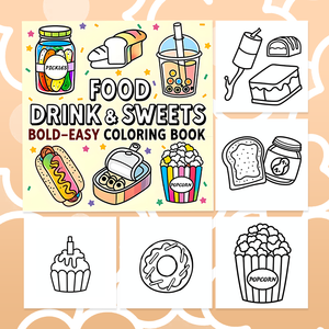 为孩子们定制的DIY着色书大胆易学的设计和关于食物和饮料的绘图书完美装订 - Product Image 6