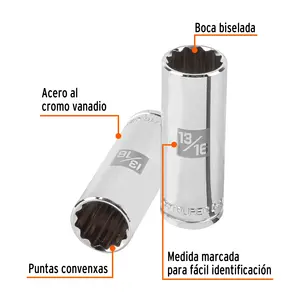 Juego de Llaves de Tubo de 6 13/16 Pulgadas de Largo, 12 Puntas, Accionamiento de 1/2 Pulgada, TRUPER - Product Image 2