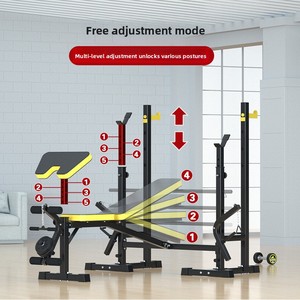Lit <span class=keywords><strong>de</strong></span> musculation multifonction pliable avec système <span class=keywords><strong>de</strong></span> levage et <span class=keywords><strong>de</strong></span> rangement à cadre unique pour équipement <span class=keywords><strong>de</strong></span> fitness à domicile et haltères - Product Image 3