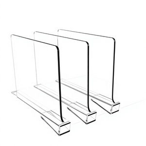 Clear Acrylic Shelf <b>Divider</b> 250mm Black Frame Pack of 4pcs for Closet Organization - Product Image 1