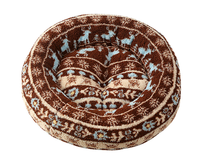 Coussin rond pour animaux de compagnie à imprimé léopard, flocon de neige et carreaux de Noël, avec fond antidérapant, lit doux et chaud pour chien, lit personnalisé pour lapin et chat
