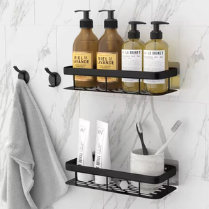 Étagère murale de salle de bain adhésive de luxe avec support de boule de douche, support de rangement organisé pour salle de bain et toilettes - Product Image 1