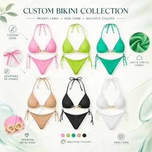 Maillot de bain deux pièces triangle Nayvo avec logo personnalisé, bretelles ajustables, tissu extensible doux, marque privée OEM ODM, vêtements de plage - Product Image 1