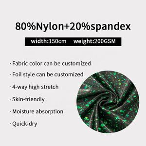 Benutzer definierte glänzende Hologramm Mystique Metallic bedruckte Folie Elastische Nylon Spandex Stoff Badeanzüge Festivals tragen Tanzrock Stoffe - Product Image 2
