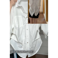 Blus Poliester Serbaguna Chic Bergaya Preppy Putih untuk Wanita Musim Semi/Gugur 2026, Atasan Longgar Santai Efek 3D