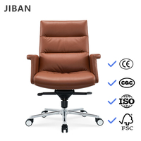 Chaise de bureau exécutive ergonomique en cuir moderne avec fonction pivotante, hauteur réglable, structure en alliage d'aluminium