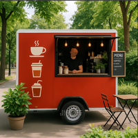 Petite remorque alimentaire noire, camion de restauration rapide, mini camion de crème glacée, pizza, café