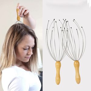 Massageador de Cabeça Polvo Dobrável por Atacado com Cabo de Madeira Ferramenta de Massagem Iônica Compacta para Couro Cabeludo Acolchoada Escova de Cerdas para Uso Doméstico - Product Image 2
