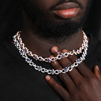Bijoux Hip Hop Vente en gros de luxe 10mm laiton Zircon collier hommes 5A coloré CZ trèfle glacé lien chaîne