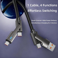 Câble USB-A Type-C TKT 2 en 2, 4 en 1, charge rapide et transfert de données, alliage d'aluminium, multifonctionnel, pour iPhone