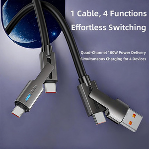 Nuevo Cable USB <span class=keywords><strong>4</strong></span> en <span class=keywords><strong>1</strong></span> <span class=keywords><strong>TKT</strong></span>, Cable de Carga Rápida de 3A, Cable de Datos de Aleación de Aluminio Multifuncional Tipo C, Kit de Cable de Carga USB A para iPhone - Product Image 4
