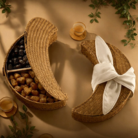 Boîte de rangement et d'emballage personnalisée en tissu brodé, forme croissant, pour desserts, pâtisseries, dattes et chocolats, qualité alimentaire, pour l'Aïd