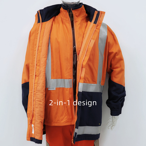 Class 3 Hi Vis 방수 안전 재킷, 건설 산업용 내화성 겨울 양털 안감 반사 작업복 - Product Image 6