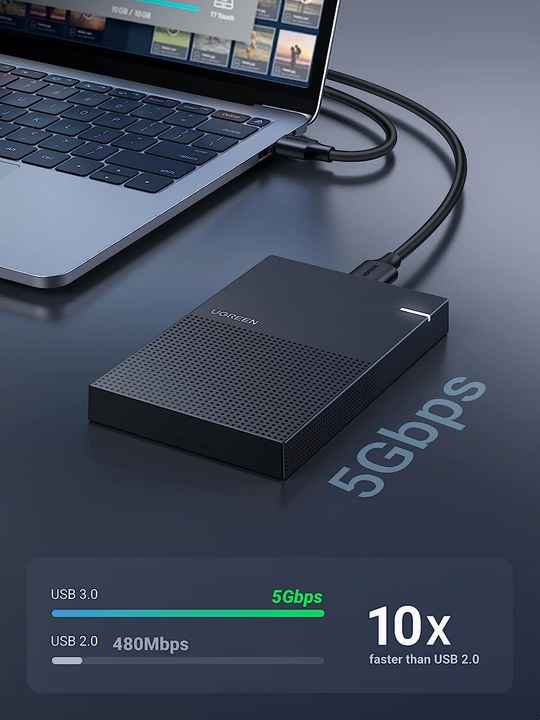 UGREEN Hard Drive Enclosure 2.5 Inch SATA to USB 3.0 Tool-Free 9.5mm ...