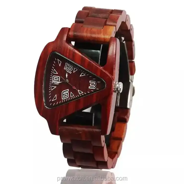2023 Gravado Sandália personalizado relógio de madeira OEM dailylife impermeável homens madeira relógio com pulseira de madeira e couro