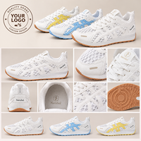 Baskets décontractées pour femme, légères, rétro, à lacets, semelle plate antidérapante, respirantes, en maille ajourée, couleur tendance