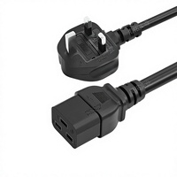 Adaptateur de serveur PDU avec prise standard britannique UPS, Cordon d'alimentation haute puissance à trois conducteurs en cuivre pur C19, 15/25 mm², Noir, 1,5m-15m