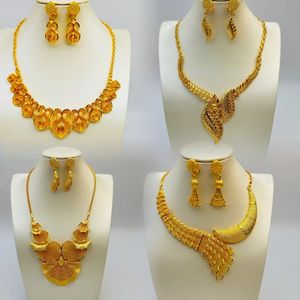 <span class=keywords><strong>Set</strong></span> di Gioielli di Lusso Placcati in Oro 24k, Stile Africano, Impermeabile, Collana e Orecchini alla Moda - Product Image 2