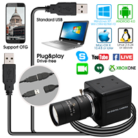 Kamera USB ELP 5 Megapixel CMOS OV5640 dengan Lensa Zoom Varifokal HD 5-50mm, Kamera Streaming HD USB untuk PC Desktop, Laptop